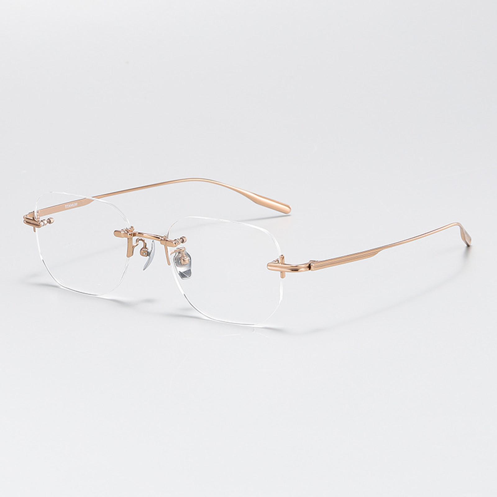 Frameless Eye Glasses Fashion Rose Gold Glasses for Computer Holiday Leisure