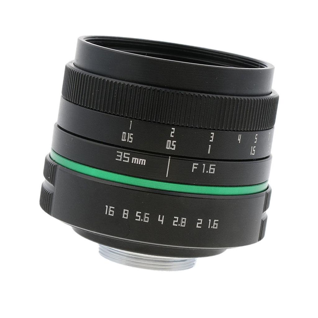 35mm F/1.6 Large Aperture Manual Prime Fixed Lens APS-C for Sony Nikon Canon Digital Cameras, Black