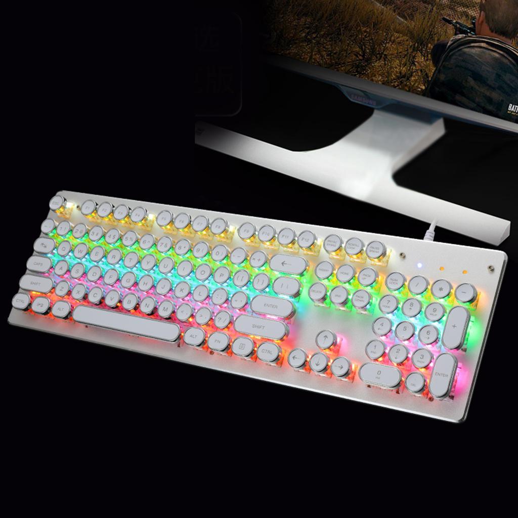 USB Wired LED Backlit Ergonomic Gamer Keyboard For PC Laptop White