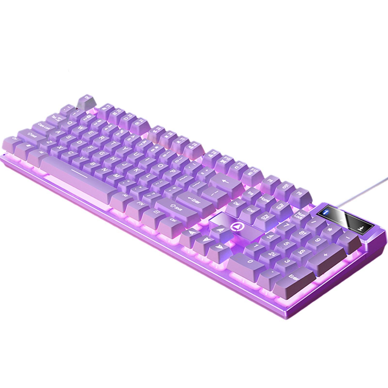 Mechanical Gaming Keyboard USB LED Lighting for Game Office Purple