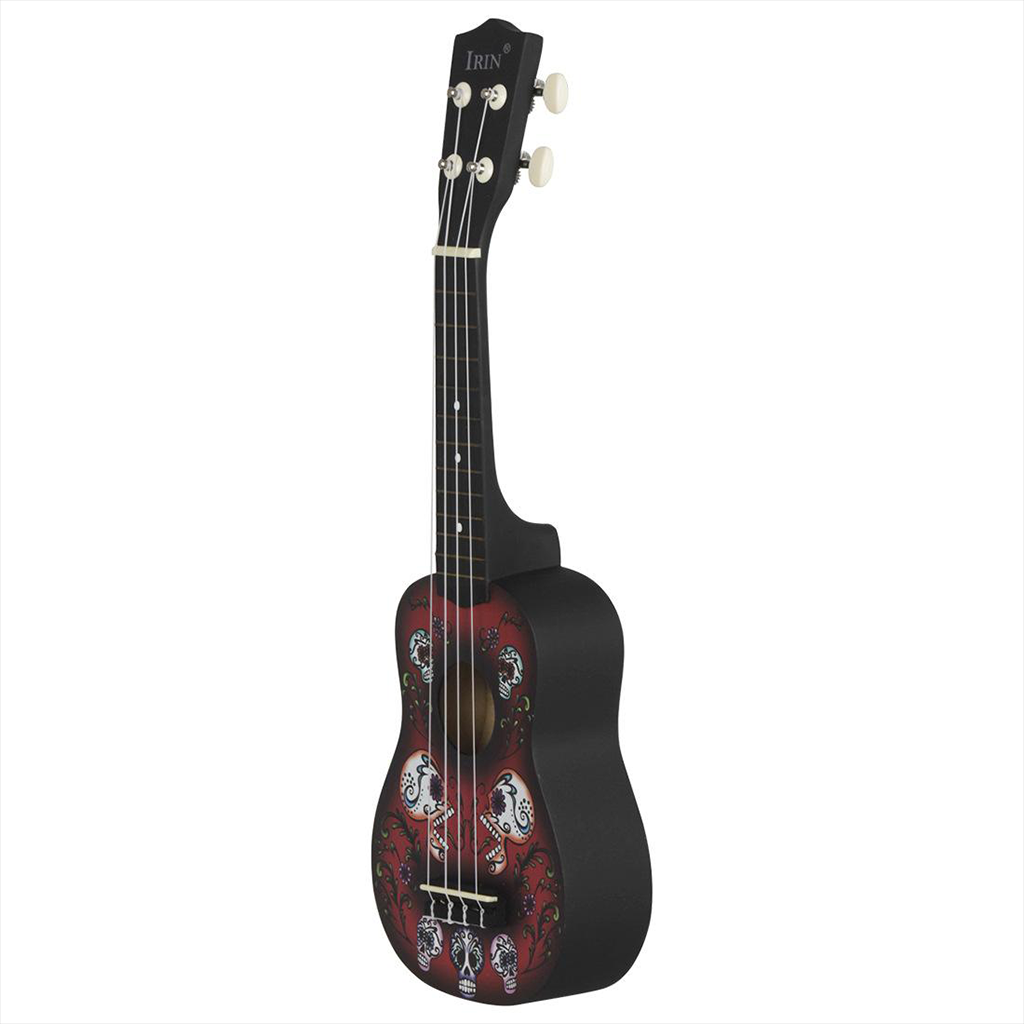 Solid Wood Ukelele 4-String Red Skeleton Music Player Hobbyist Playset