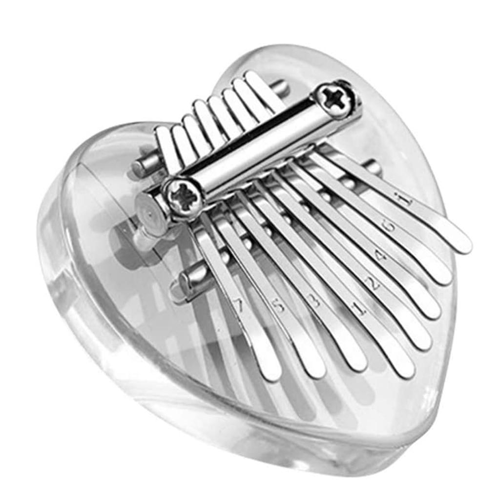 8 Keys Mini Kalimba Portable Thumb Piano Clear-Heart shape