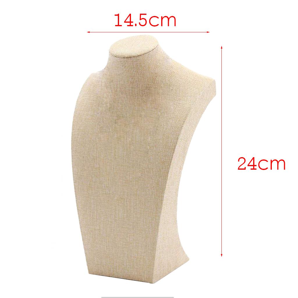 3xNecklace Pendant Display Bust Mannequin Stand Holder Rack, Linen 145*250mm