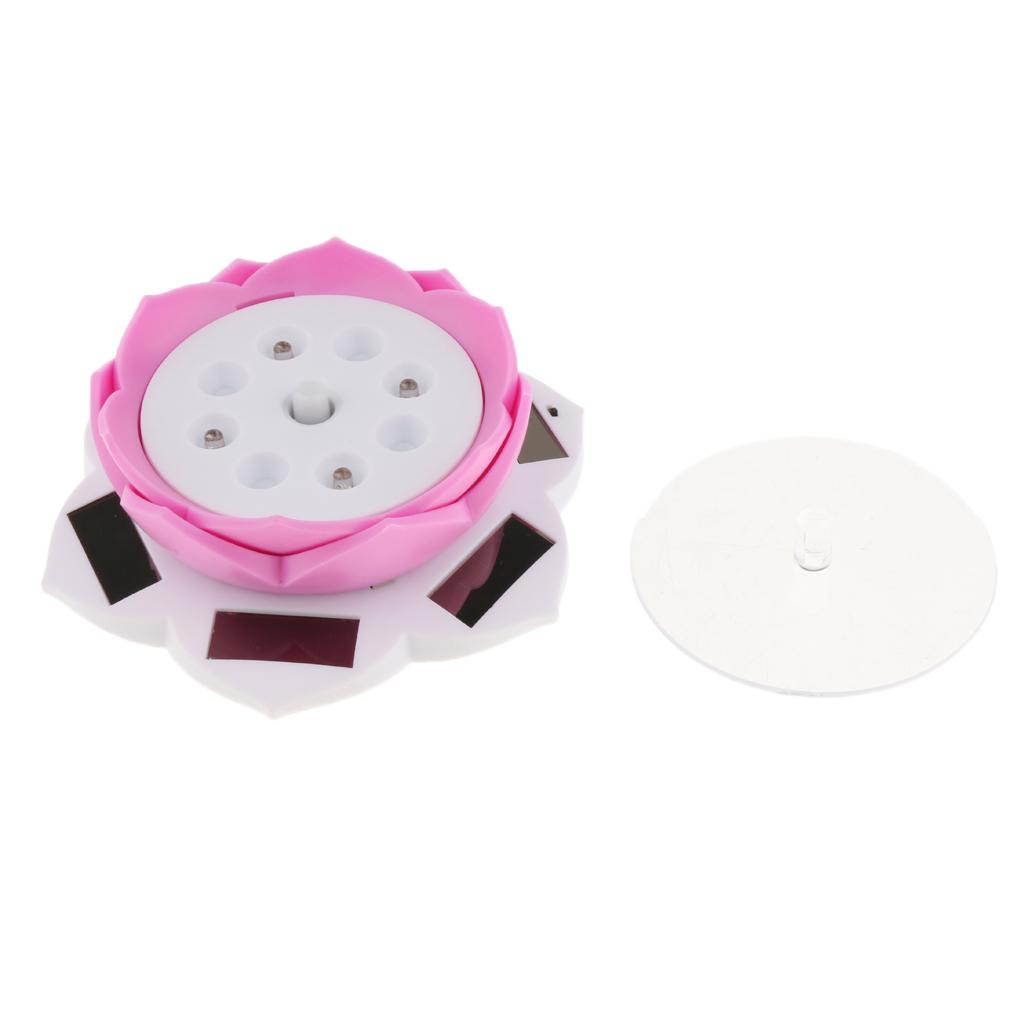Solar Powered Display Stand 360 Degree Rotating Turntable w/ LED Light Pink
