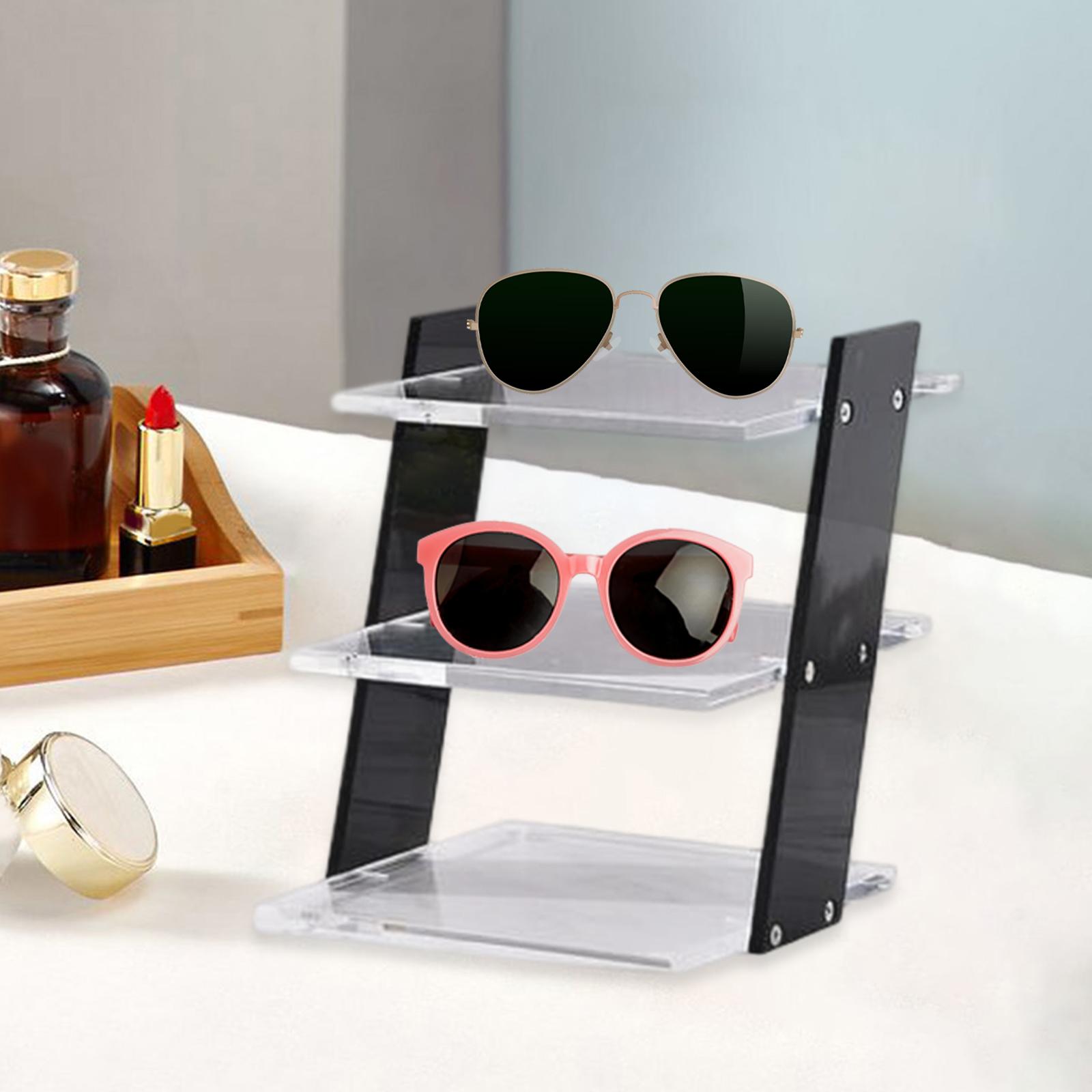 Acrylic Riser Stands 4 Steps Decorative Desktop Shelves Glasses Display Stand black