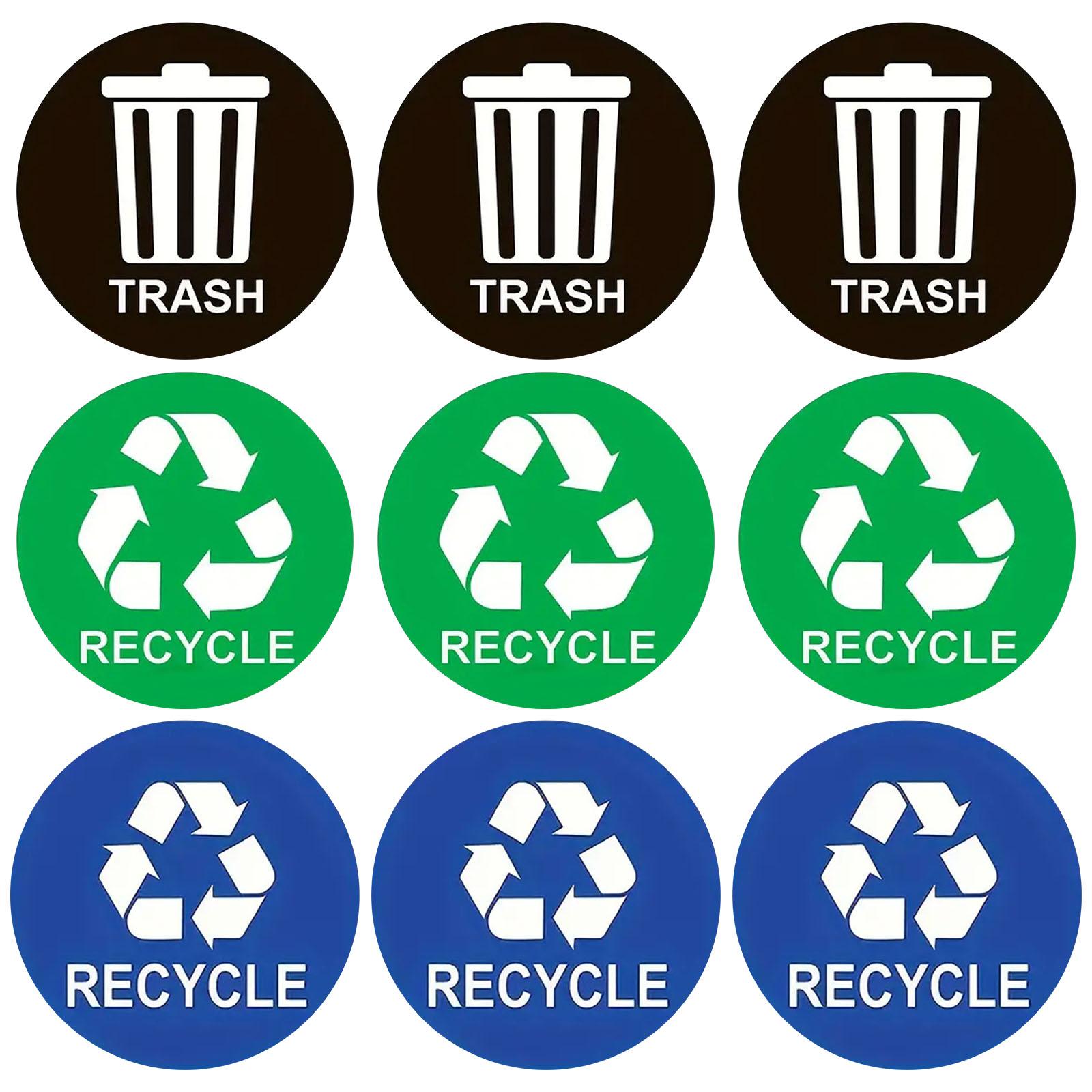 9 Pieces Recycle Stickers for Trash Can 5" for Outdoor Home