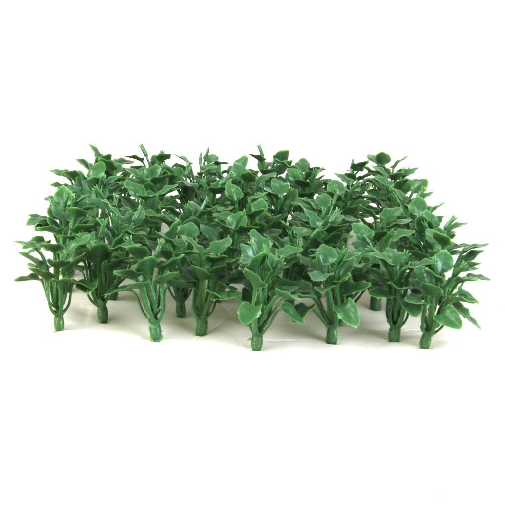 4x50pcs Green Scenery Landscape Model Grass with Heart-Shaped Leaves