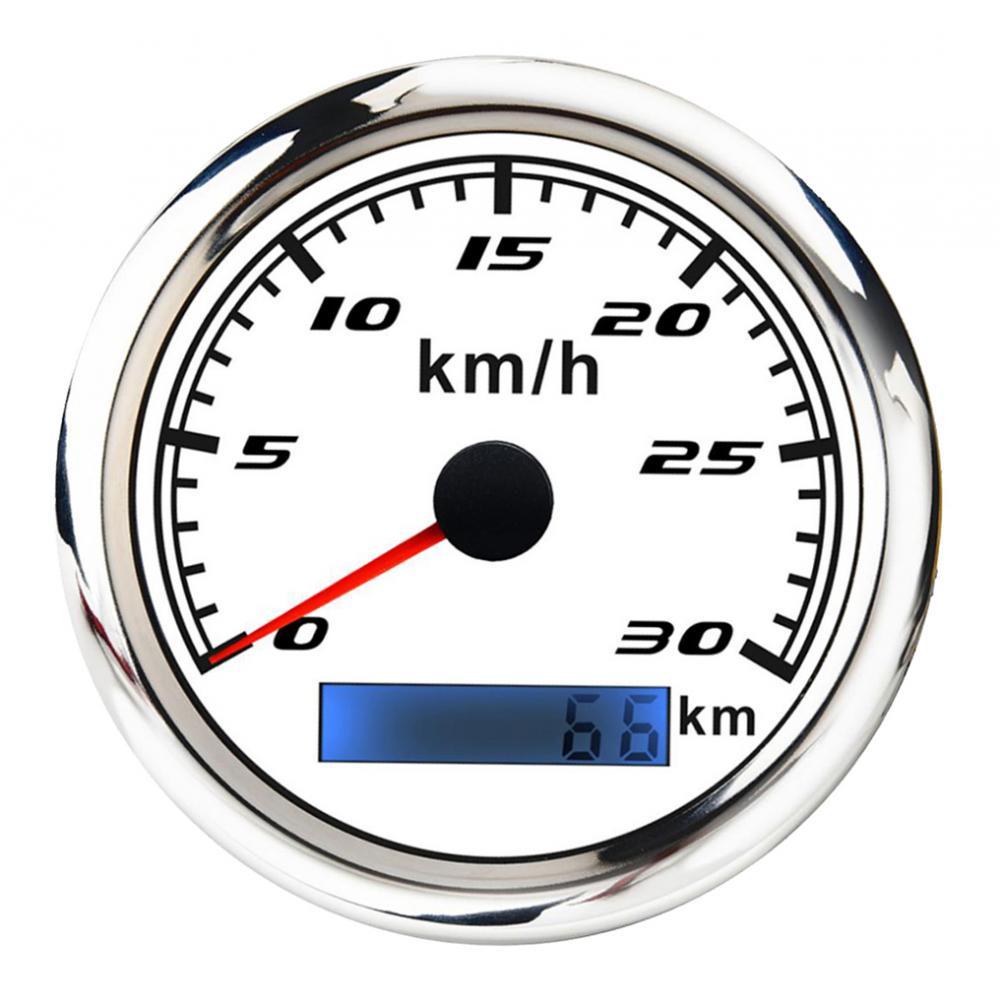 Marine Car Digital GPS Speedometer Gauge 0-30 km/h Pulse Signal White