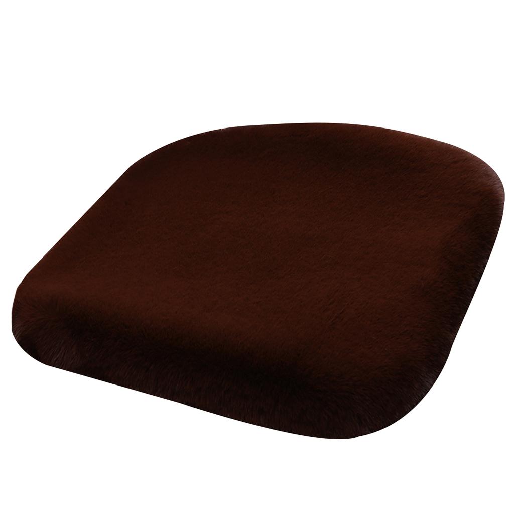 Fur Short Wool Car Seat Cushion Cover Winter soft Warm Chair Pad Coffee