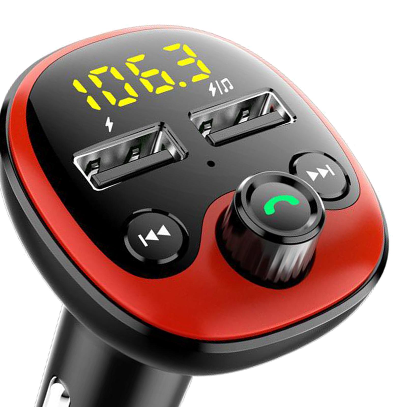 Wireless Bluetooth Car Kit MP3 Music Player FM Transmitter USB Charger Red