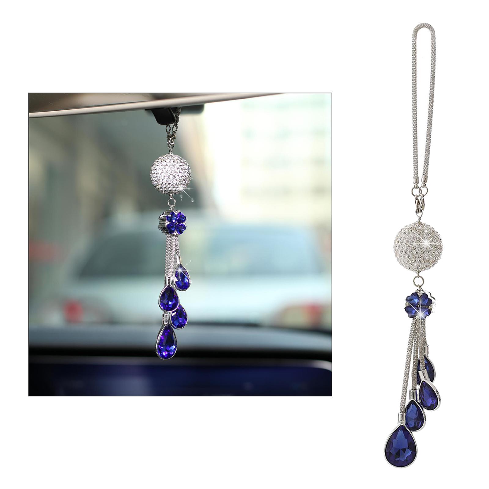 Bling Car Pendant Charms Rear View Mirror Hanging Ornament  Dark Blue