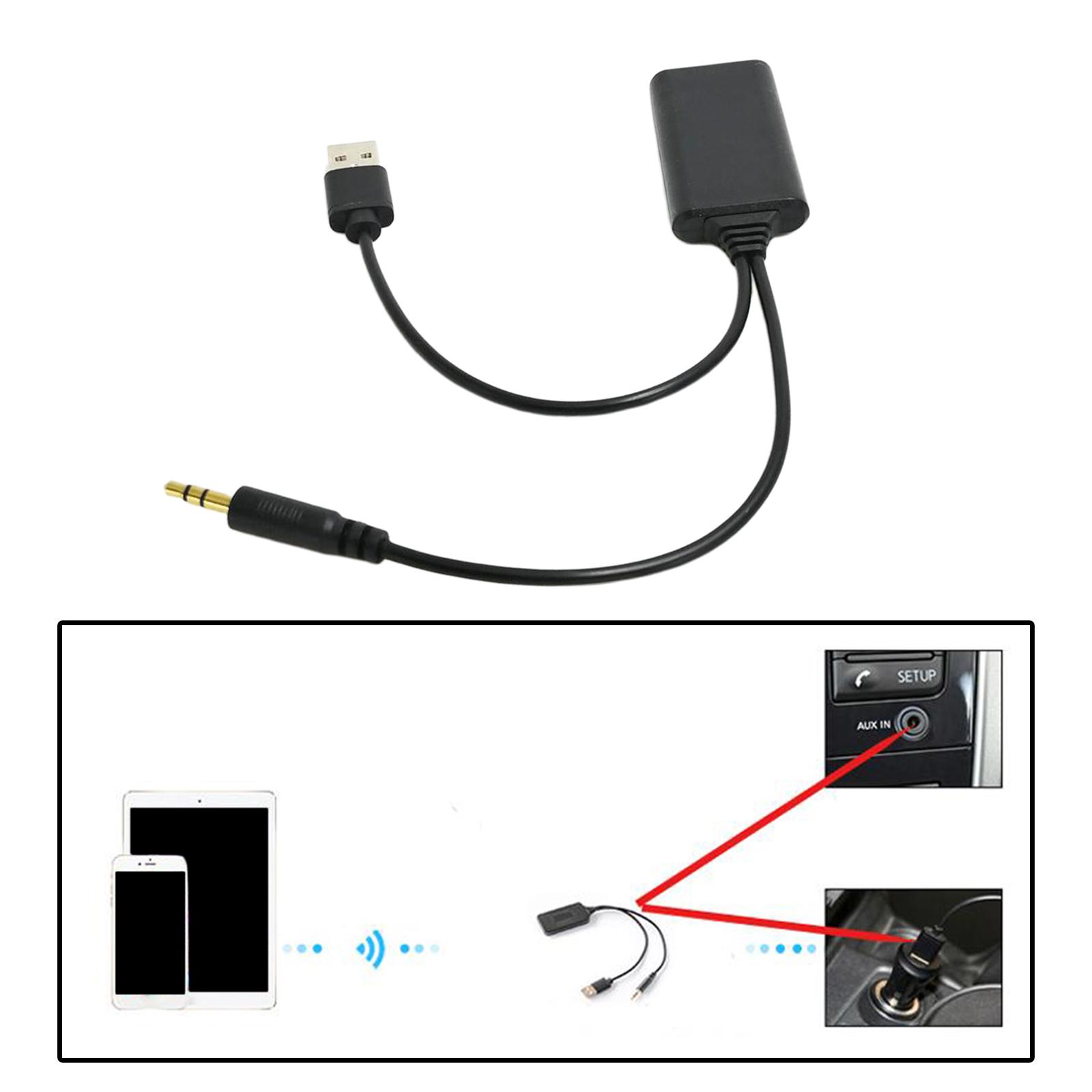 2-in-1 Auto Radio USB Bluetooth Adapter Stereo Wireless Audio Wire AUX USB