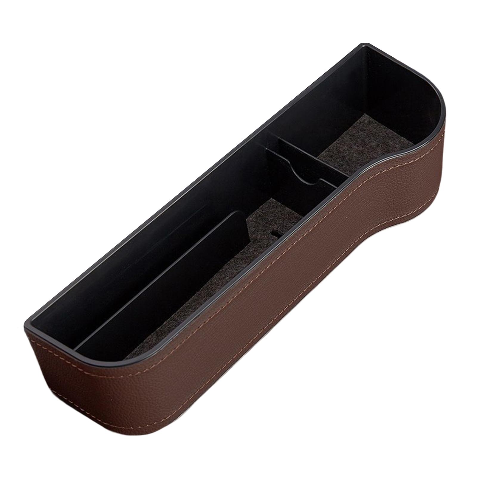 Universal Car Seat Gap Filler PU Leather for Cards Phones Brown