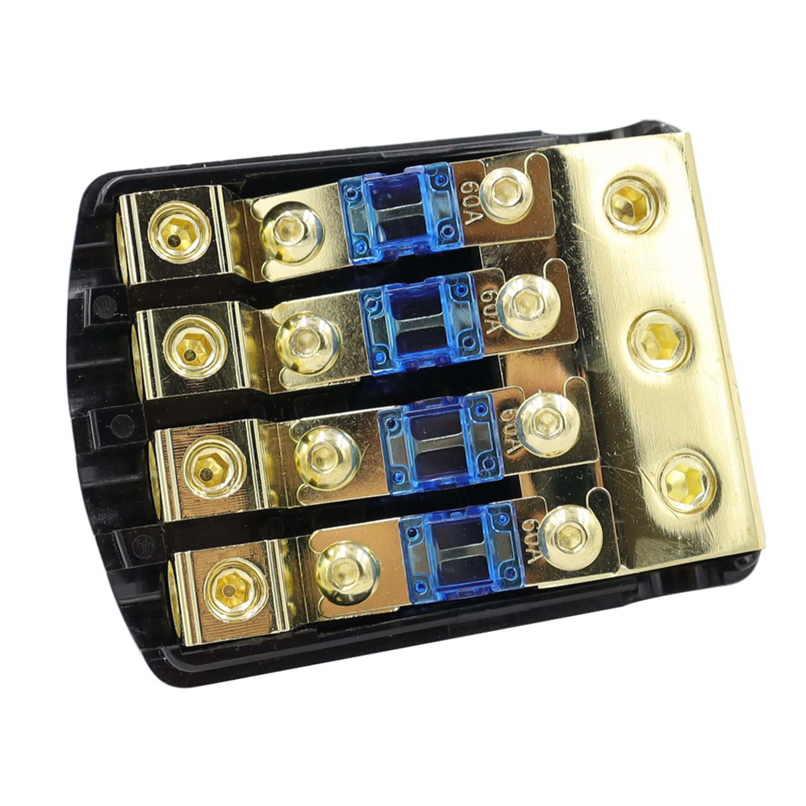 4 Way Fuse Holder Replacement 60A Fuse Distribution Block for Car Audio