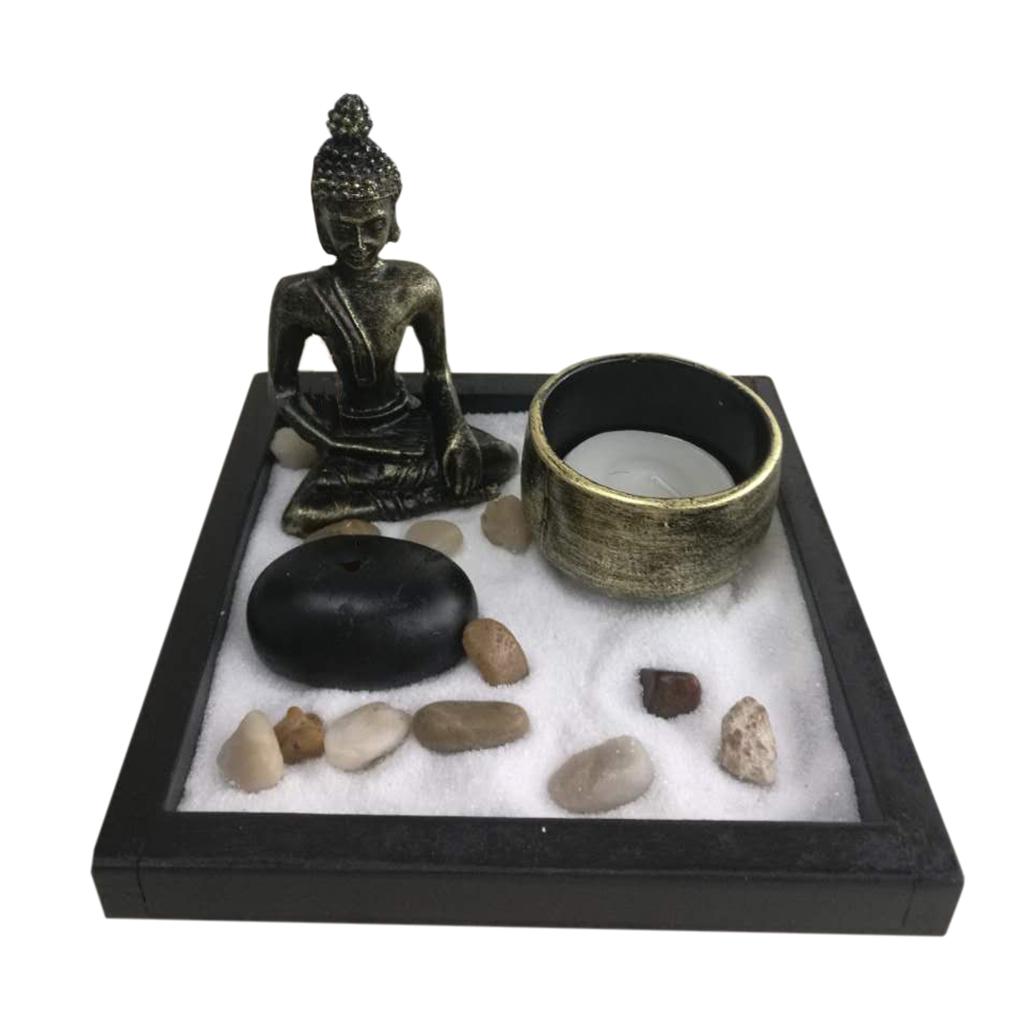 Zen Garden Sand Buddha Tealight Holder Incense Burner Rake Table 