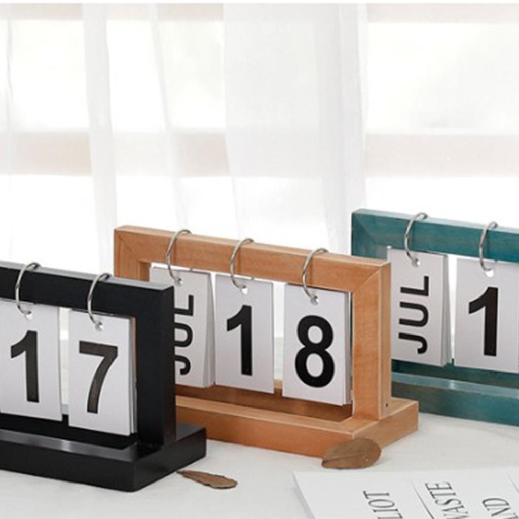 3PCS Practical Wooden Flip Chart Perpetual Calendars DIY Desktop Calendars