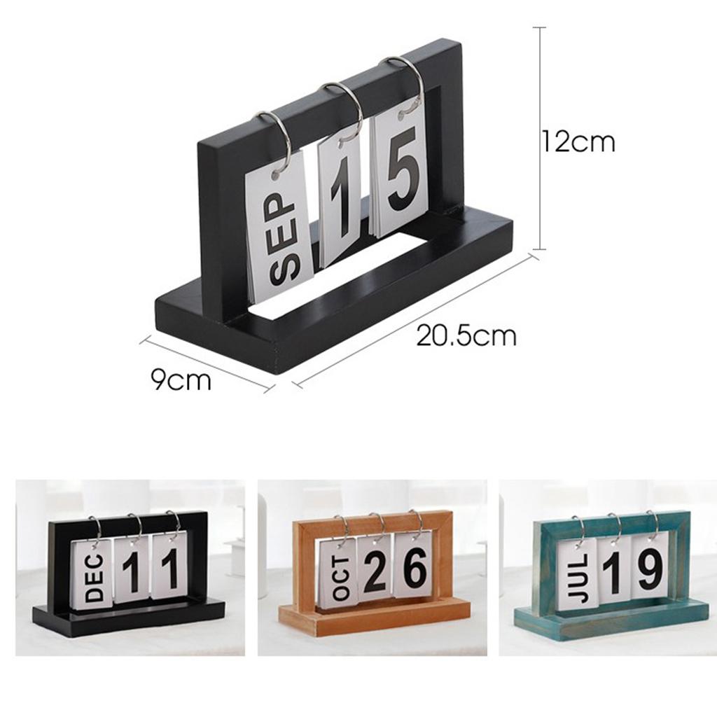 3PCS Practical Wooden Flip Chart Perpetual Calendar DIY Desktop Calendar