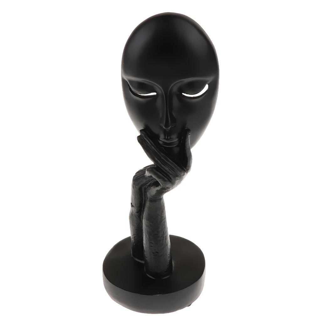 Nordic Minimalism Sculpture Wine Cabinet Art Resin Thinker Statue  Black-S