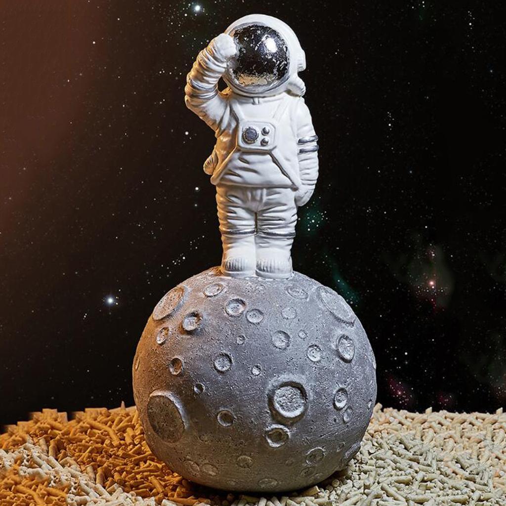 Astronaut Moon Shaped Stylish Design Resin Statues Sculpture Figurine B