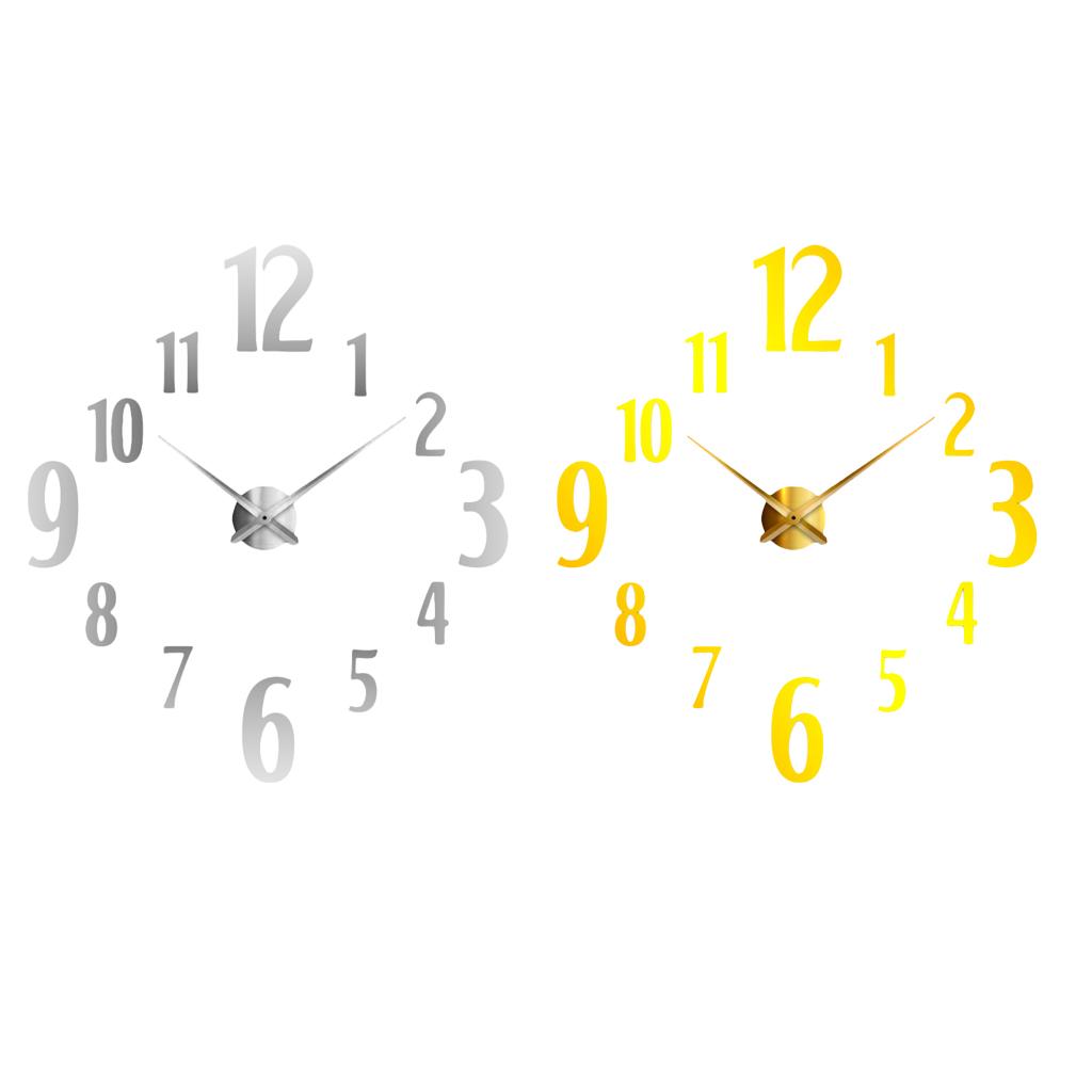 Large Number Acrylic Mirror Wall Clock DIY Sticker Clock  7