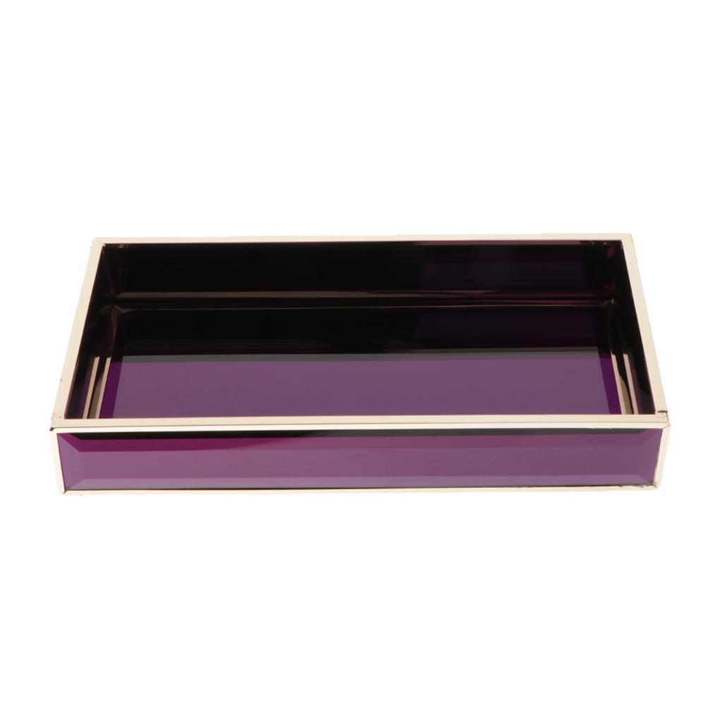 Translucent Purple Glass Tray Makeup Jewelry Trinket Storage Organizer Box