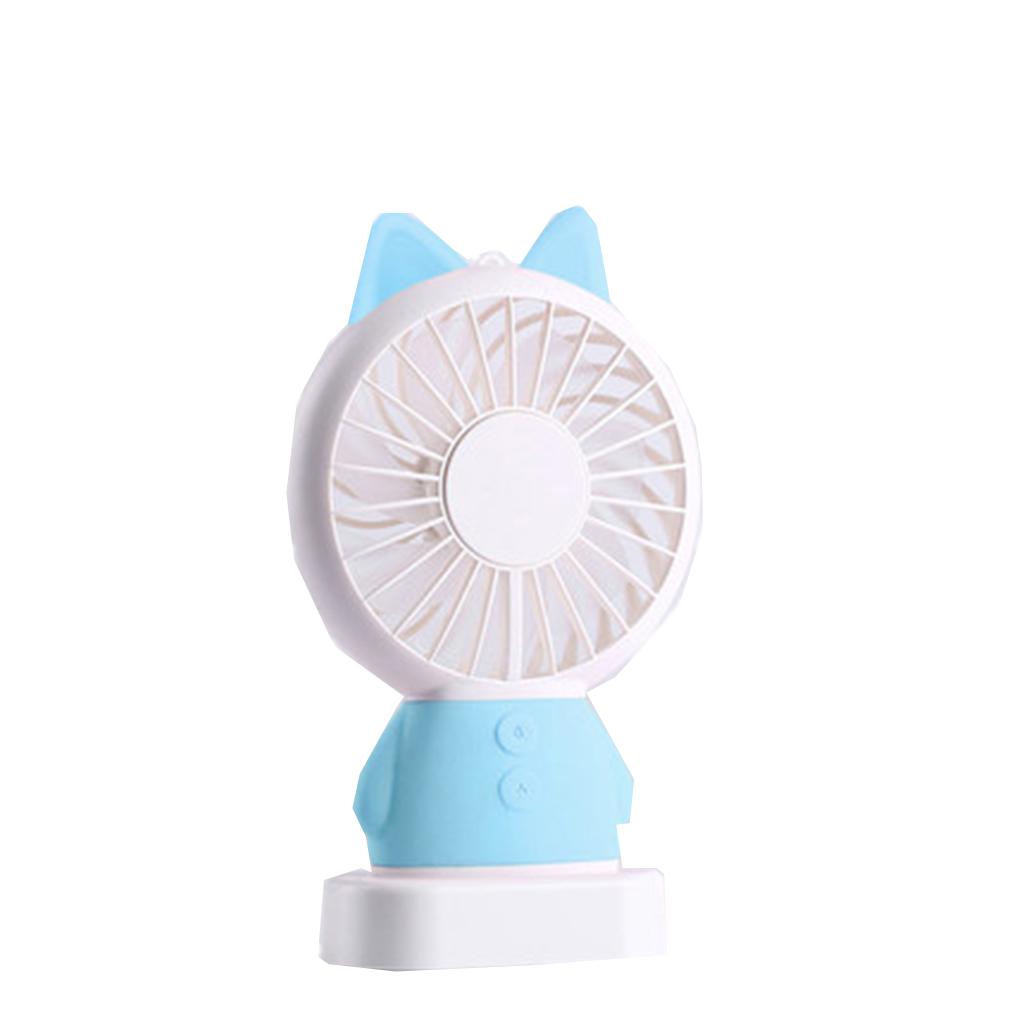 Cute Portable Rechargeable Mini USB Hand Fan Creative Cooling Fans Blue Cat