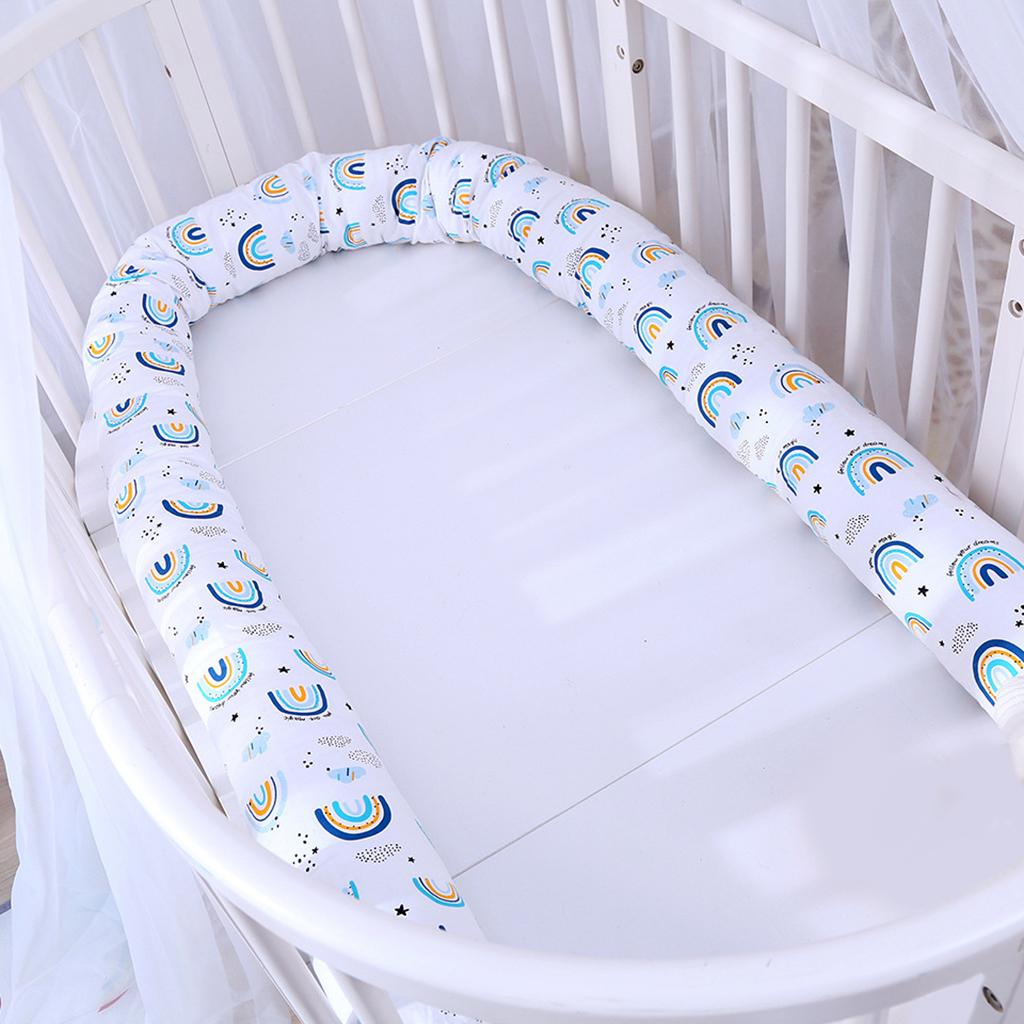 2.5M Baby Cot Bed Bumper Crib Infant Protector Cotton Bedding Pillow Blue