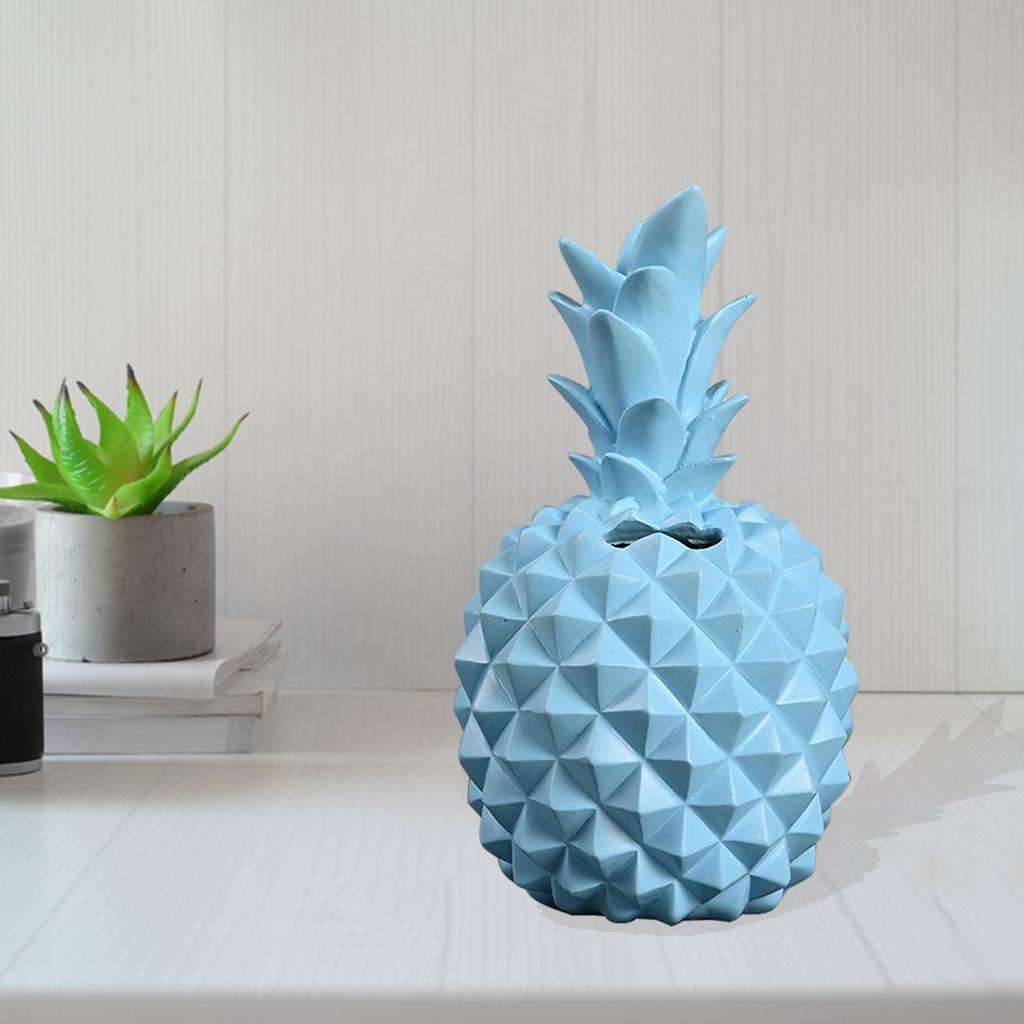 Pineapple Shaped Piggy Can Home Decoration Craft Gift Money Cash Box Blue
