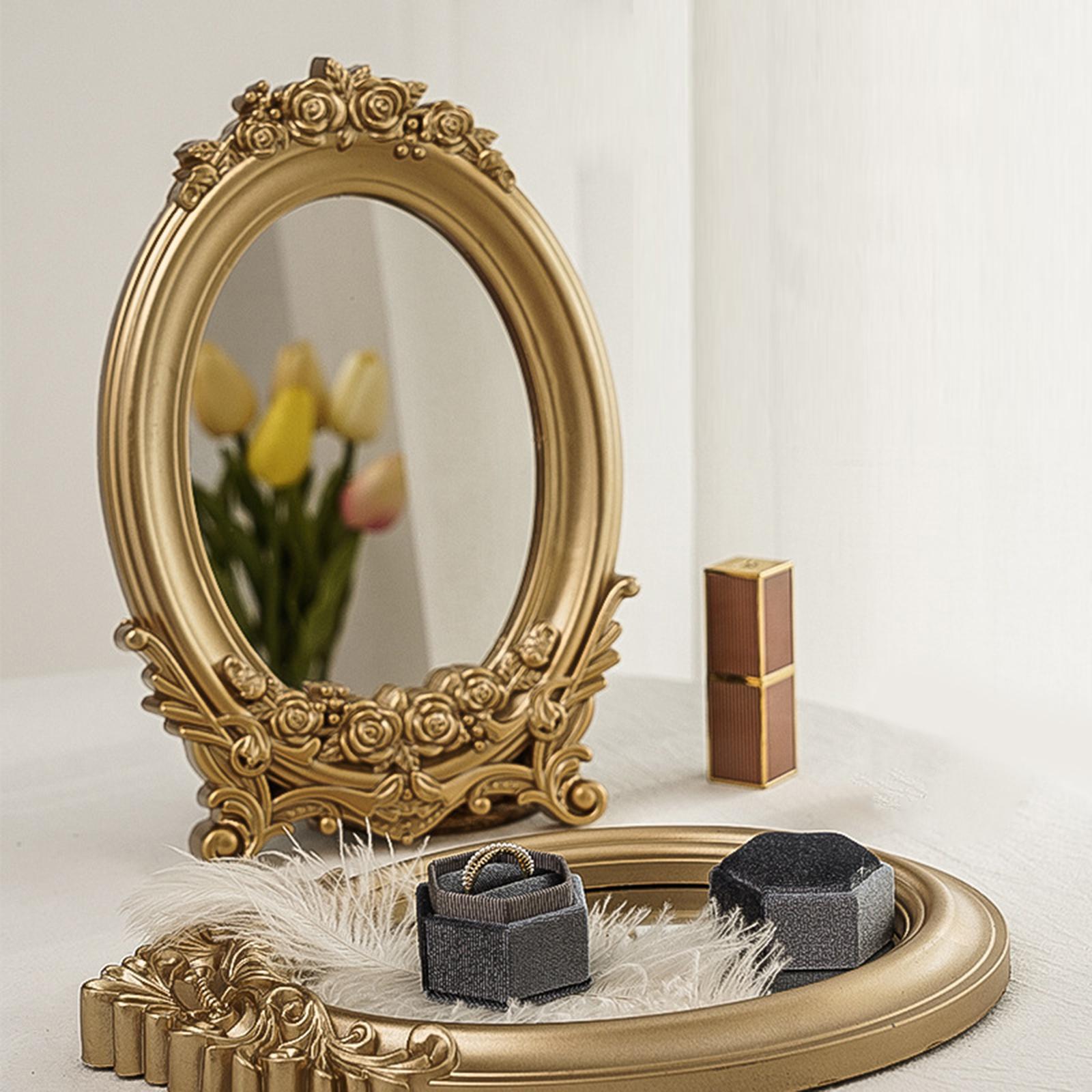 Retor Makeup Mirror Mirrored Tray Vanity Serving Tray Home Bathroom 17x24cm