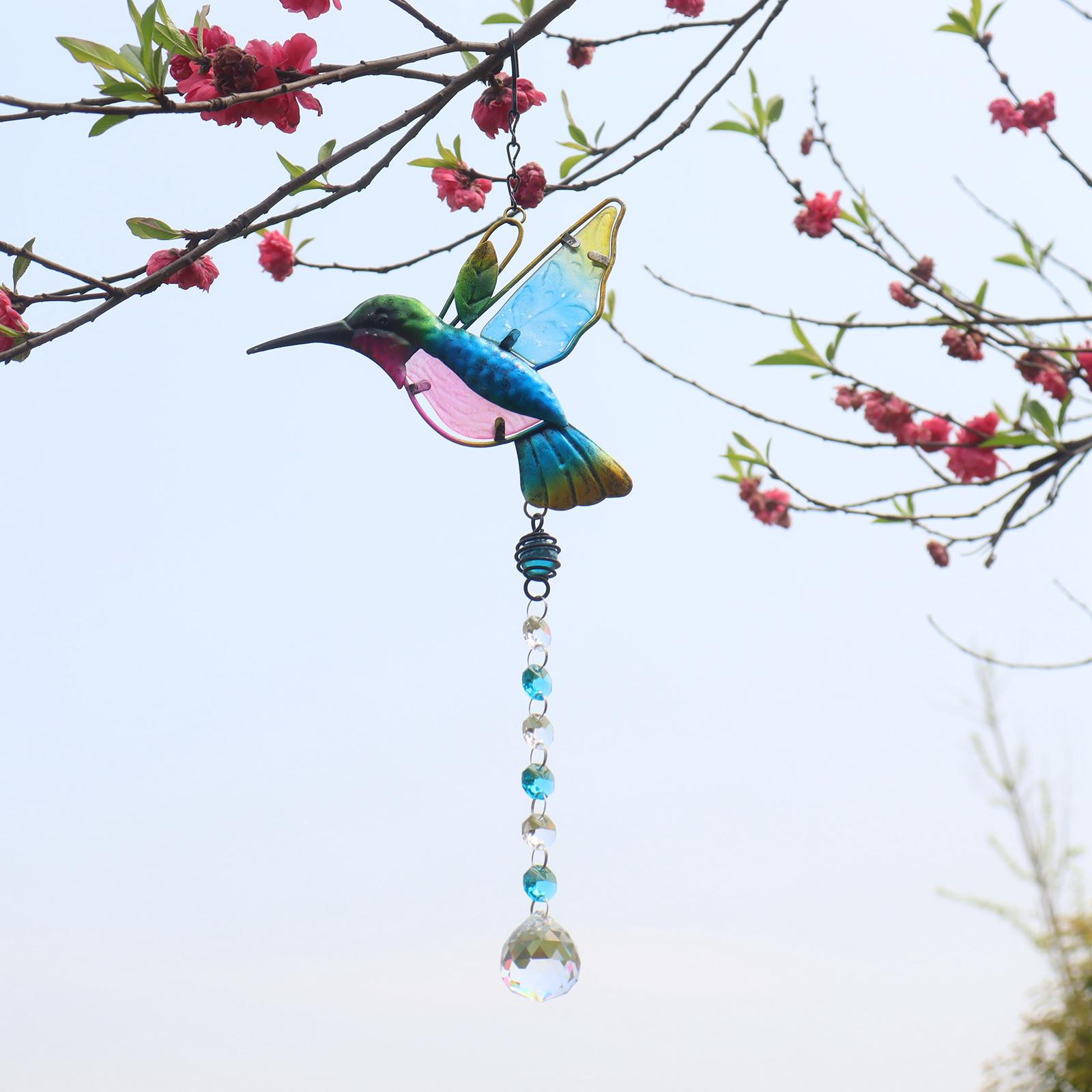 Rainbow Maker Crystal Suncatcher Prism Hanging Pendant Decor Hummingbird