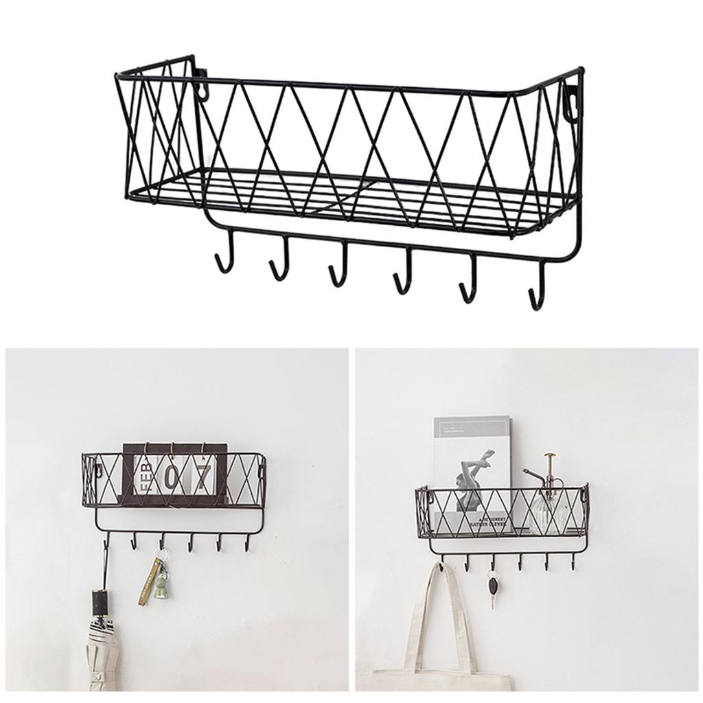 Key Rack Mail Holder Metal Kitchen Office Organizer Wall Mount Hook Black