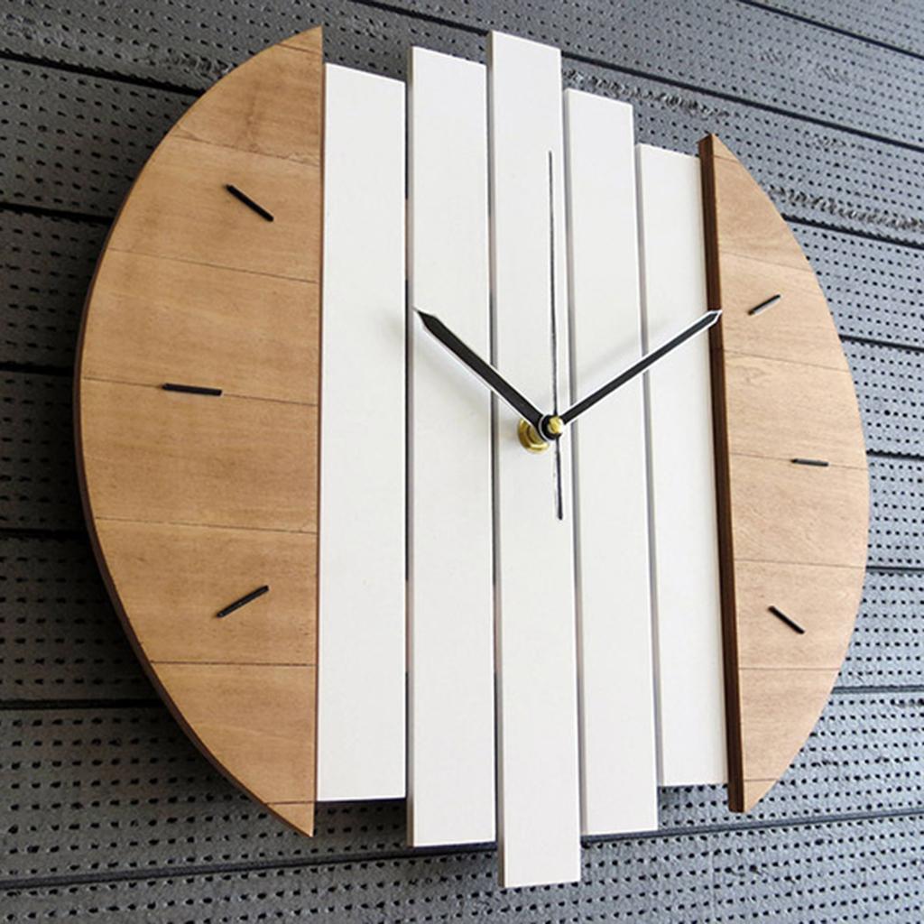 Wooden Wall Clock Vintage Rustic Shabby Clocks Quiet Art Watch Home Decor