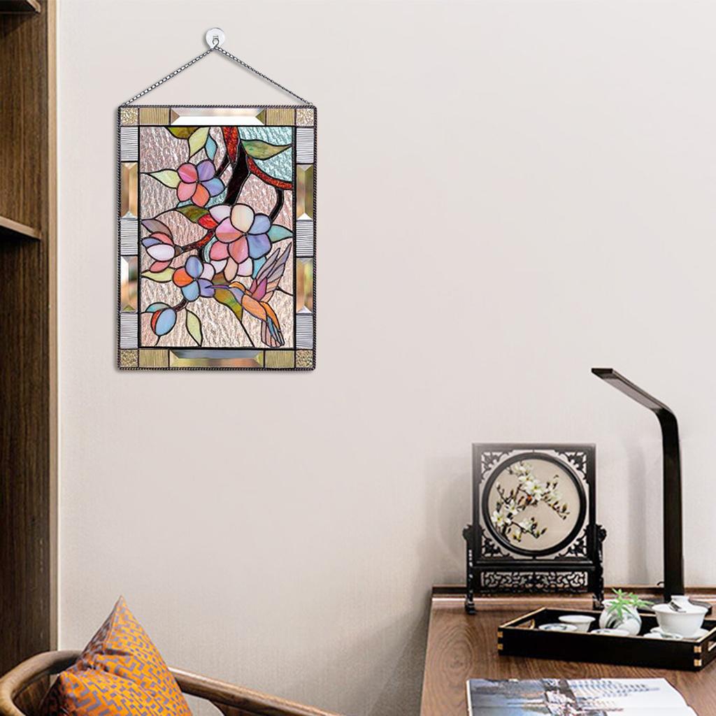 2 Pieces Stained Rectangle Window Panel Wall Decor