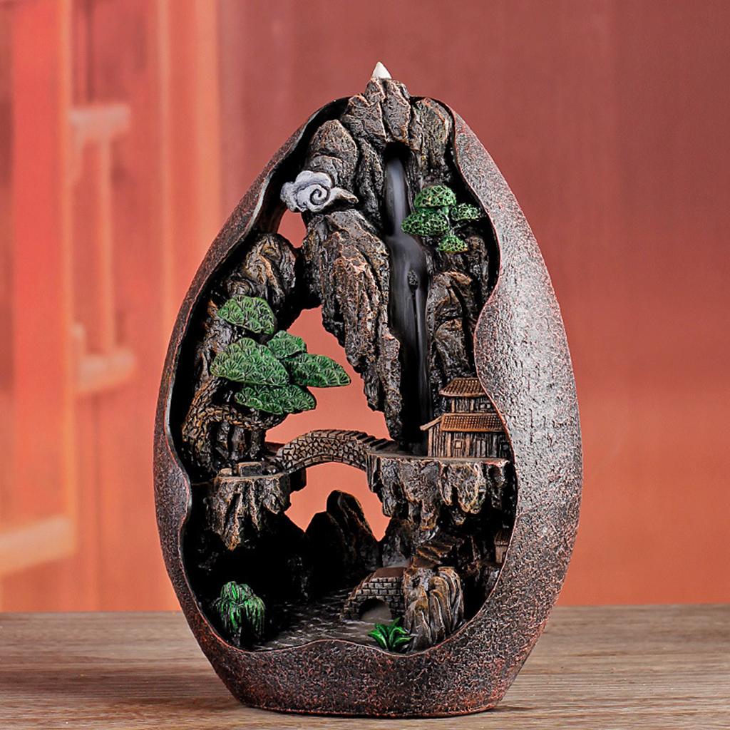 Resin Backflow Incense Burner Holder Smoke Waterfall Aromatherapy Gift