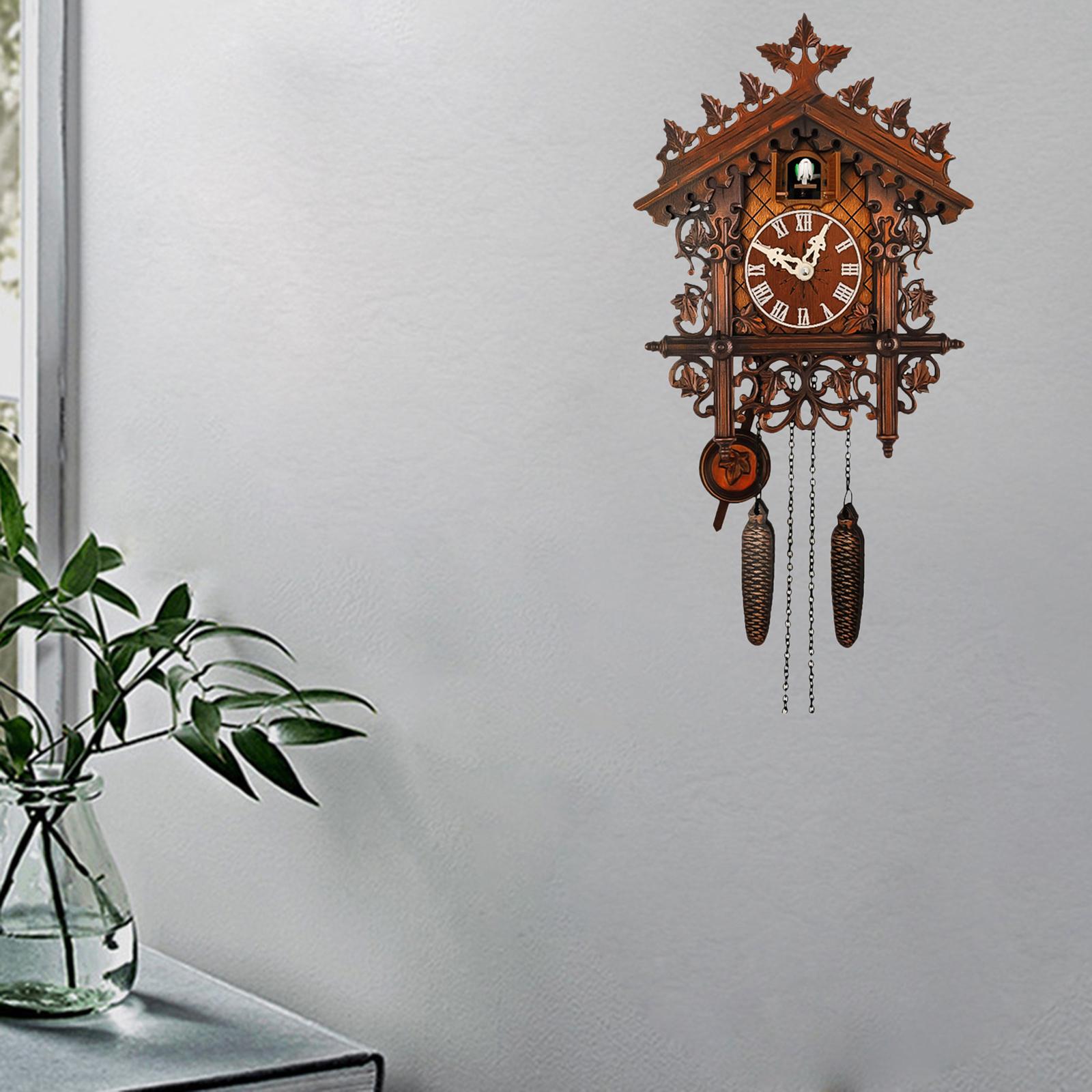 Wooden Retro Cuckoo Clock Wall Clocks Farmhouse Clock Windchime House
