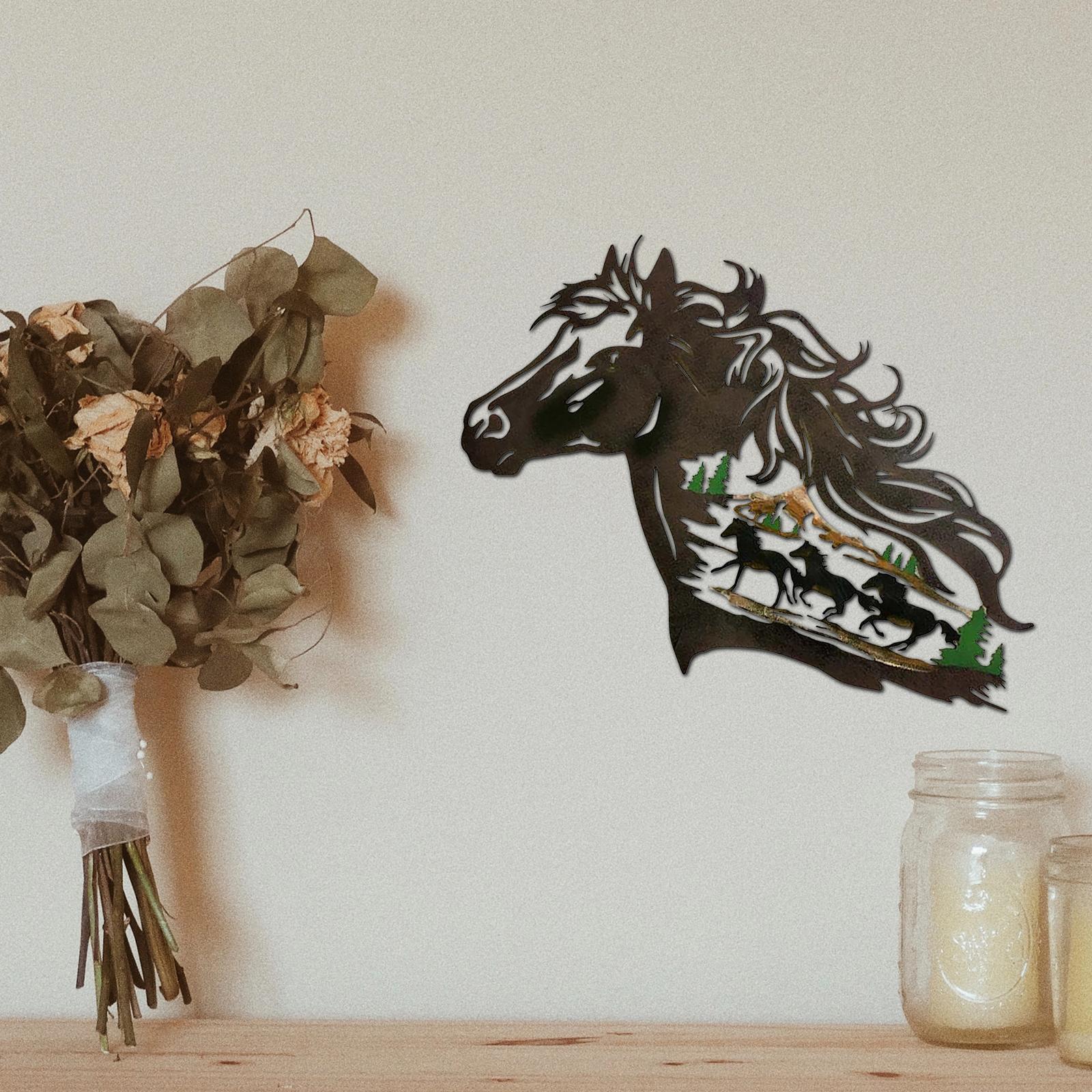 Metal Hollow Wall Art Western Horse Silhouette Cafe Living Room Sculpture