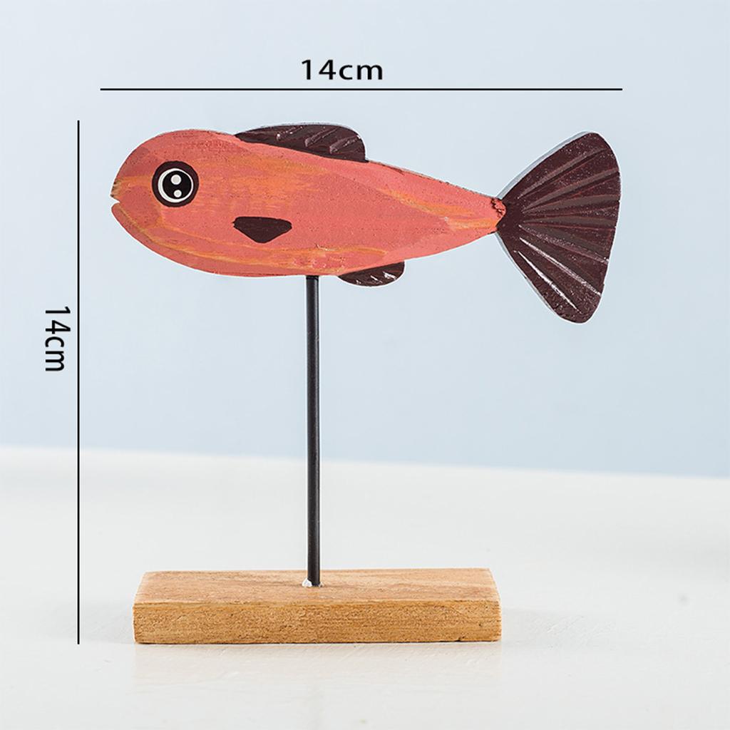 Wooden Fish Ornament Christmas Fish Shape Decor Ornament for Desktop Decor Red