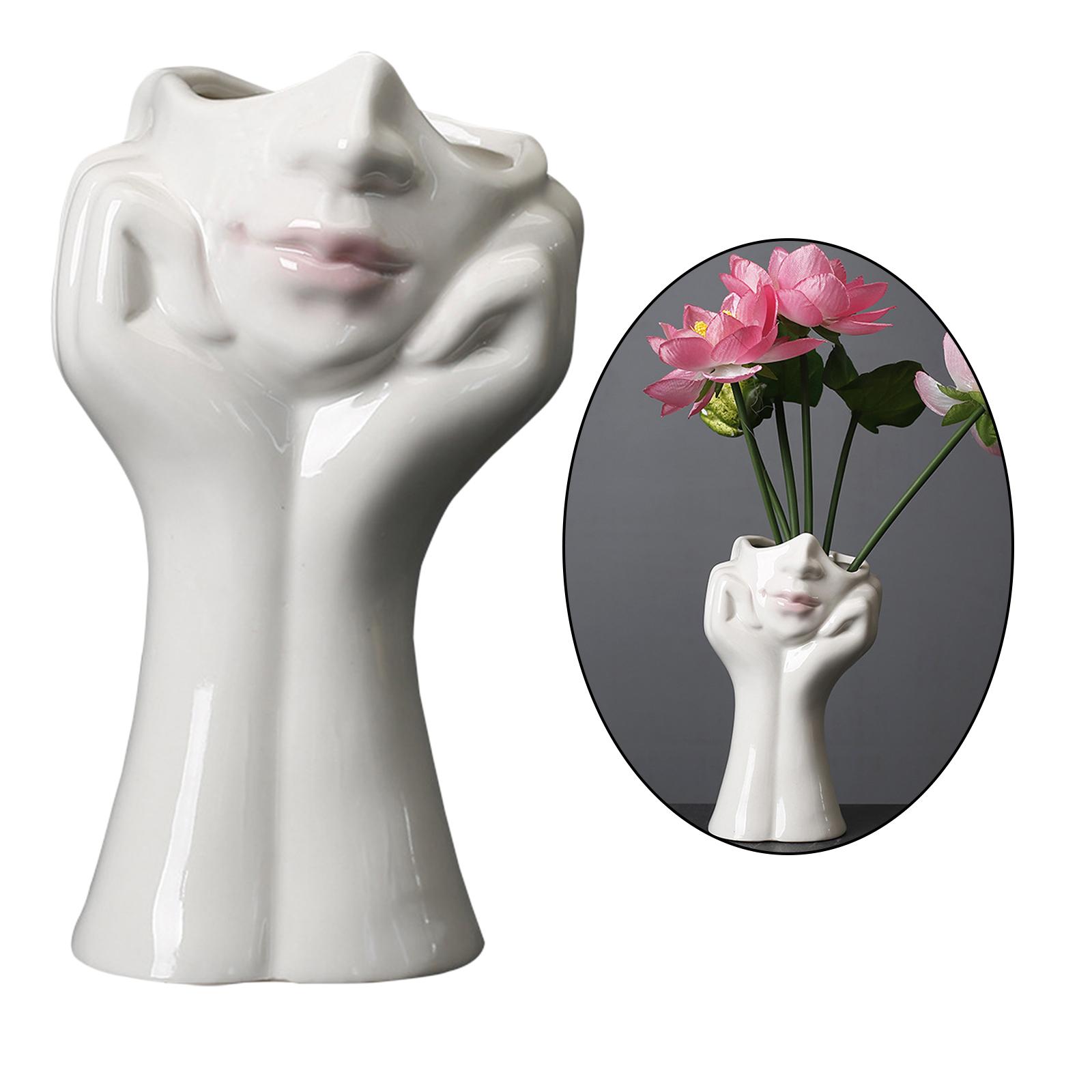 Modern Human Body Face Art Vase Ceramic Art Plant Flower Pot Decors Boy