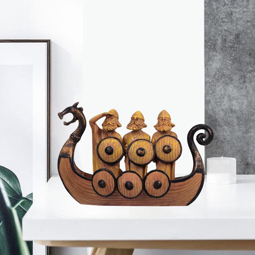 Resin Dragon Boat Figurine Sculpture Bedroom Home Cabinet Decor Artwork