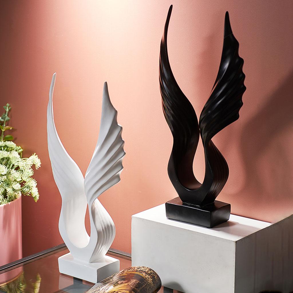 Tabletop Sculpture Eagle Wings Statue Figure Office Ornaments White