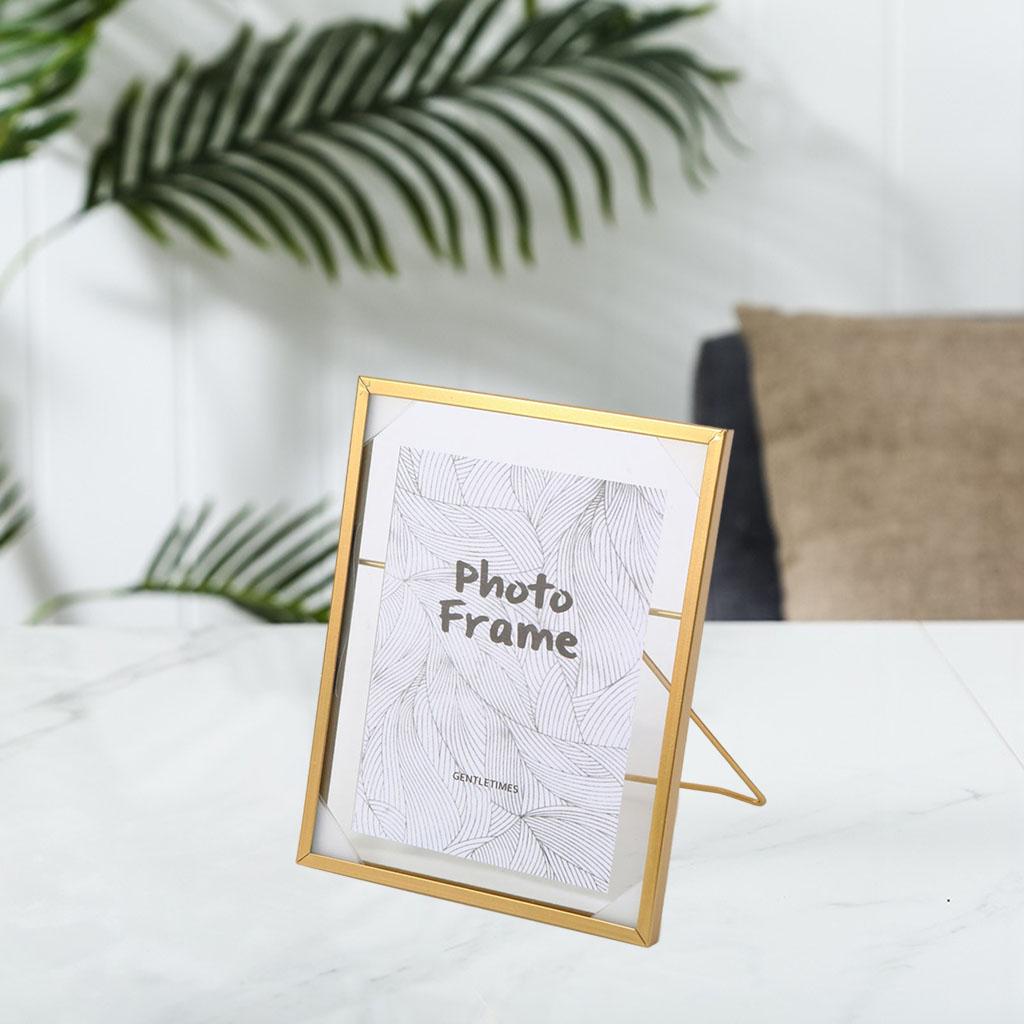 Creative Nordic Metal Glass Photo Frame Crafts Home Desktop Bedroom Decors M Golden