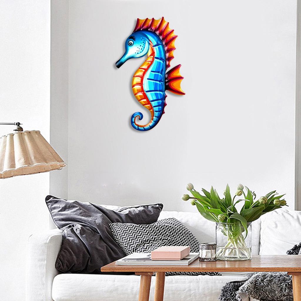Seahorse Wall Decor for Home Living Room Garden Fence Yard Ornament Blue