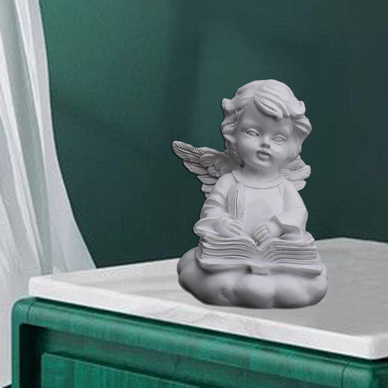 Resin Girl Angel Figurine Statue Desktop Ornaments Writing Kneeling