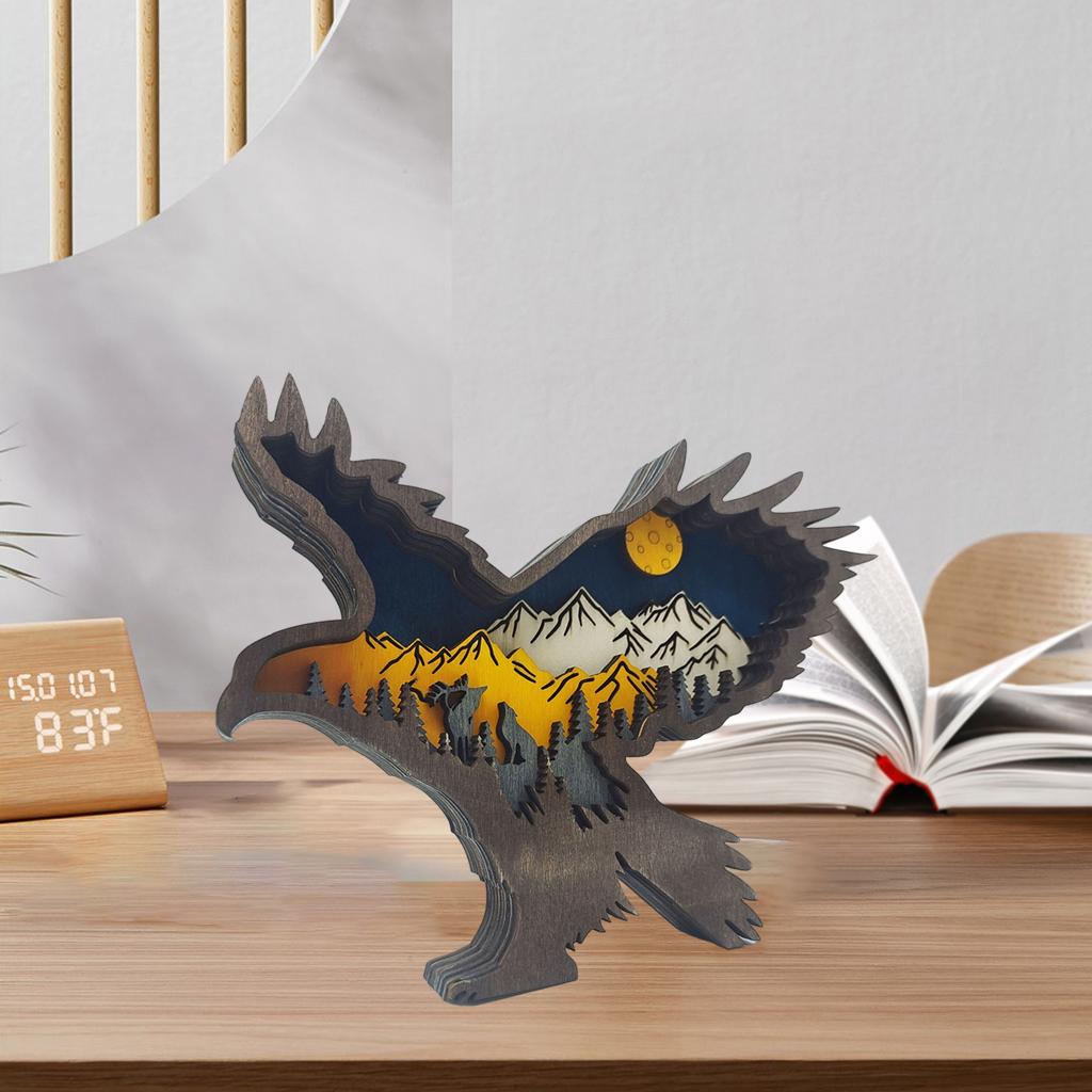 Wooden Eagle Ornaments Accessories Sculpture for Party Halloween Home Decor no light