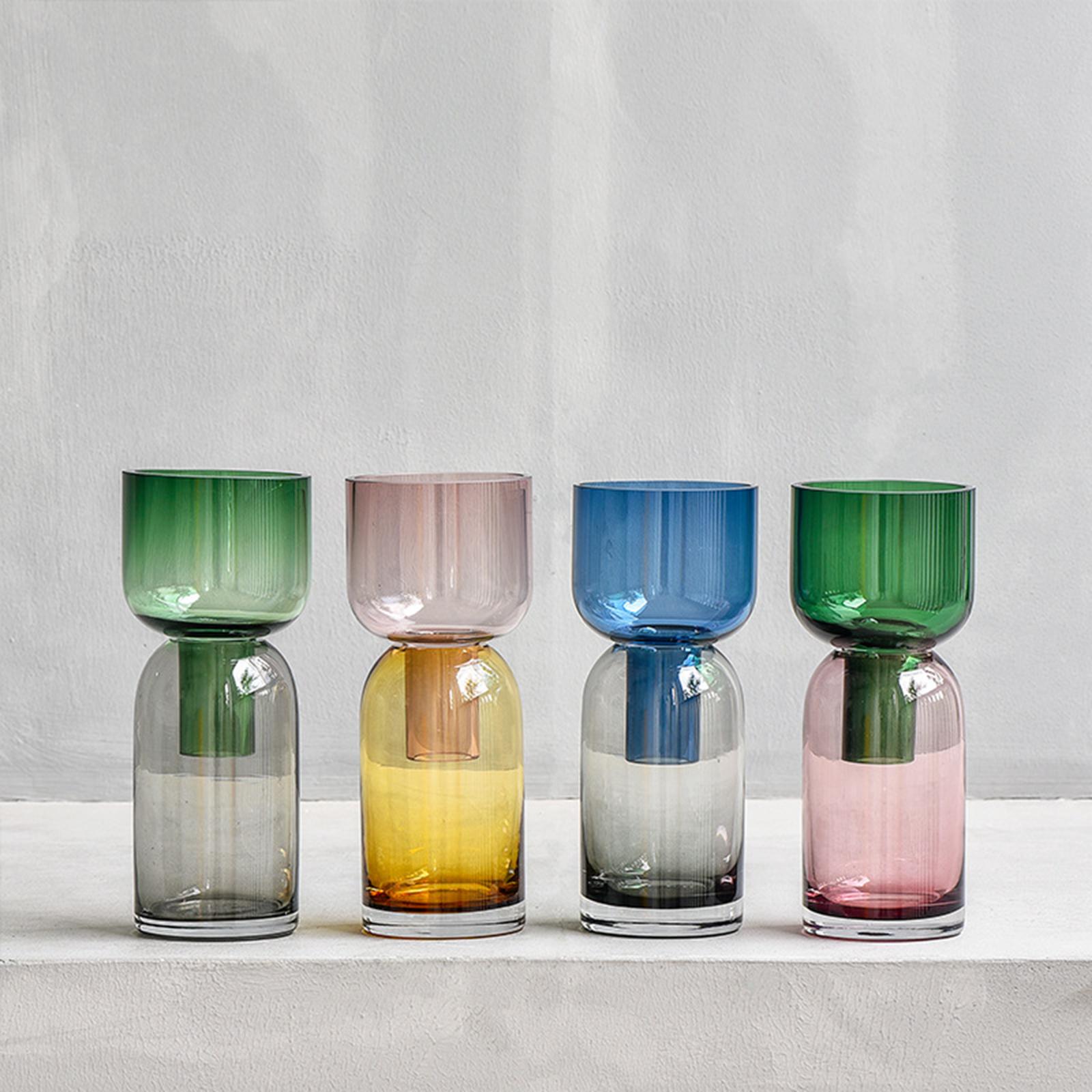 Minimalist Colorful Glass Vases Home Hand Vase Pot Room Flower Blue gray