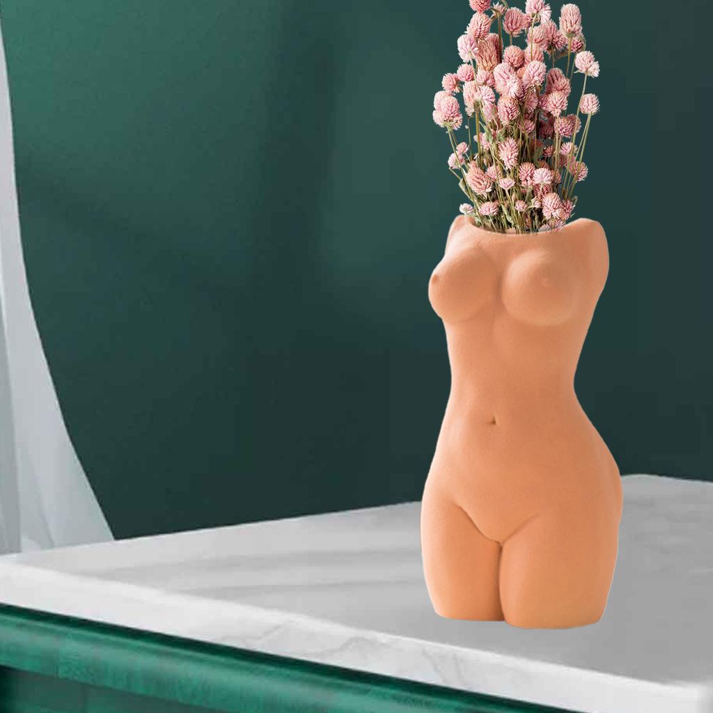 Modern Female Body Body Vase Figurine Ornament Home Decor Pot Orange