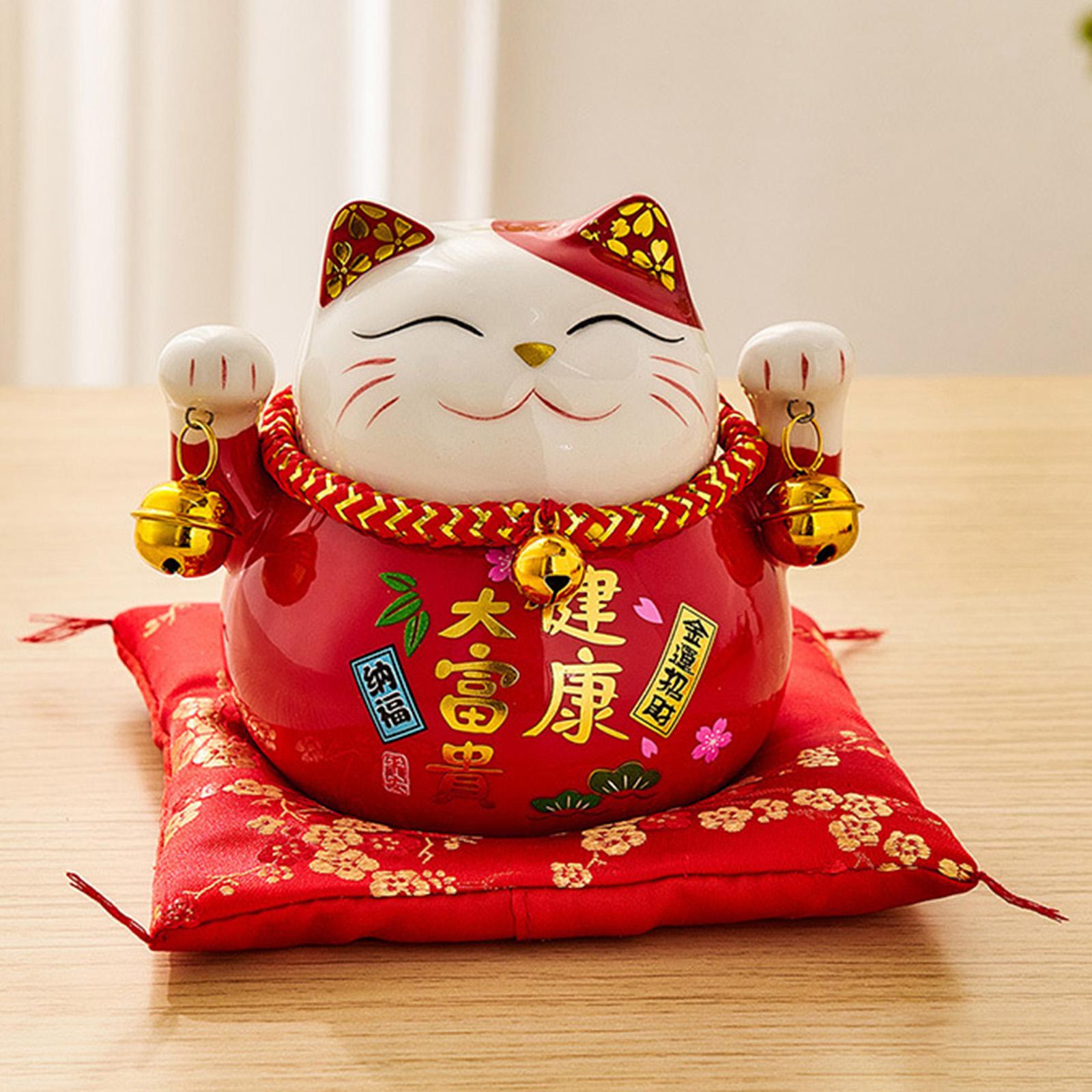 Maneki Neko Good Luck Cat Piggy Bank Ornament Fortune Kawaii Healthy