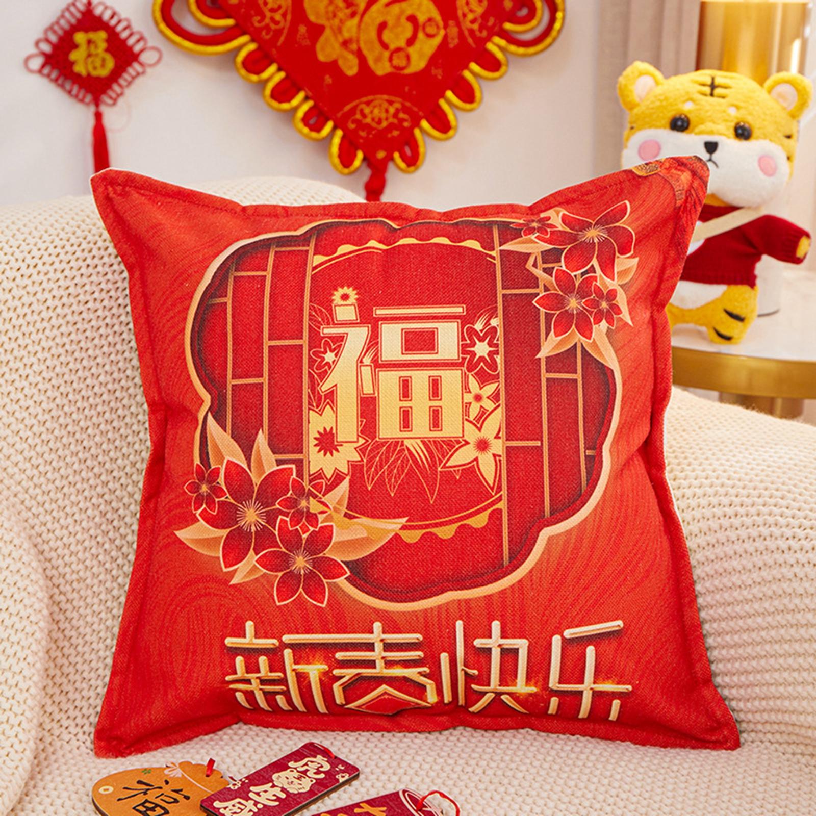 New Year Throw Pillow Covers Home Bedroom Christmas Hotel Cushion Cover A
