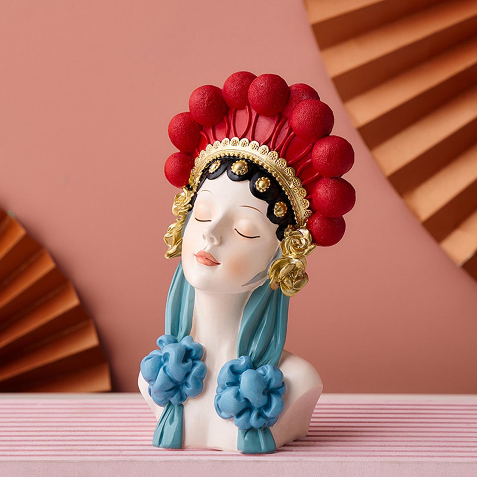 Peking Opera Doll Statue Sculpture Figurine for Living Room Desktop Home