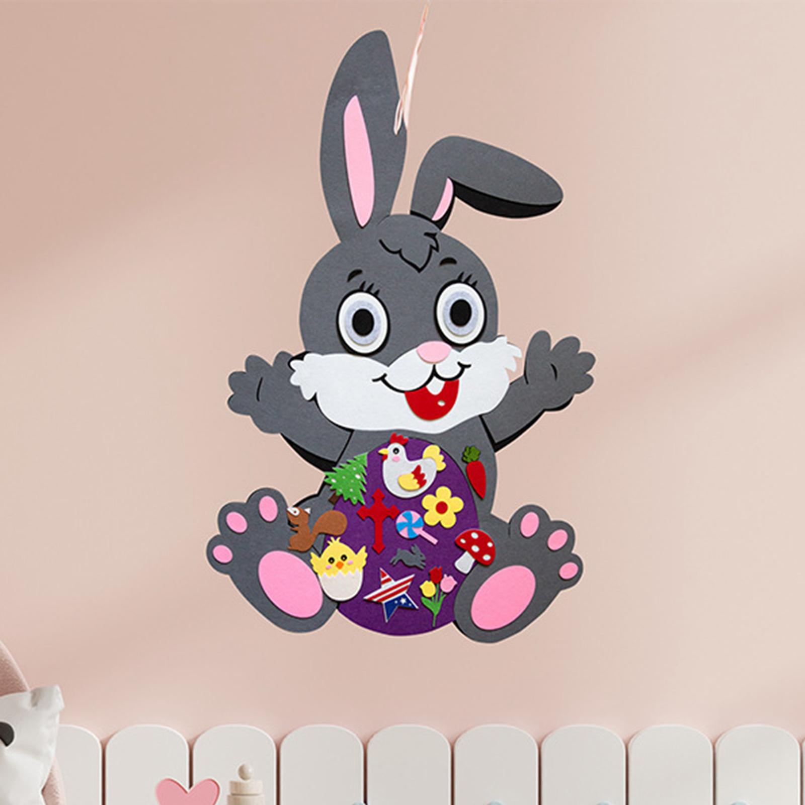 DIY Felt Pendant Rabbit Easter Educational Toy Wall Ornaments Home Decor